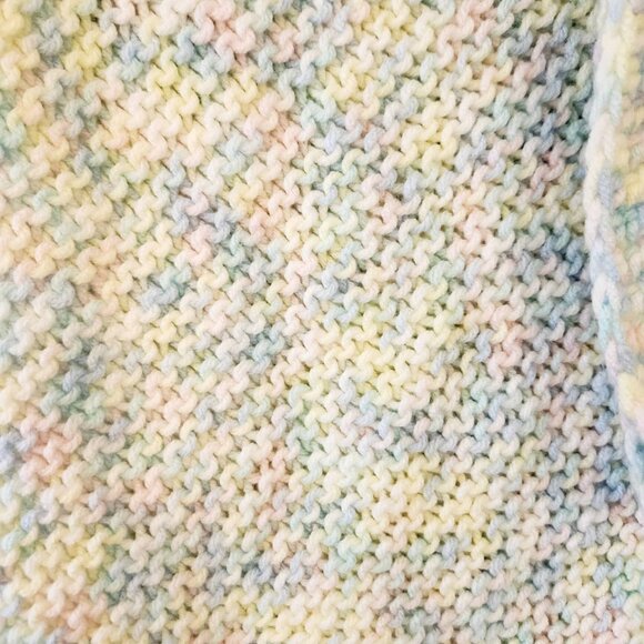 Handmade Baby Blanket & Hat Set, Pastel Rainbow Knitted Set - Picture 3 of 8